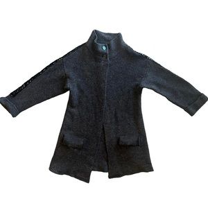 Soft Surroundings black 100% merino wool cardigan sweater coat with sequins med